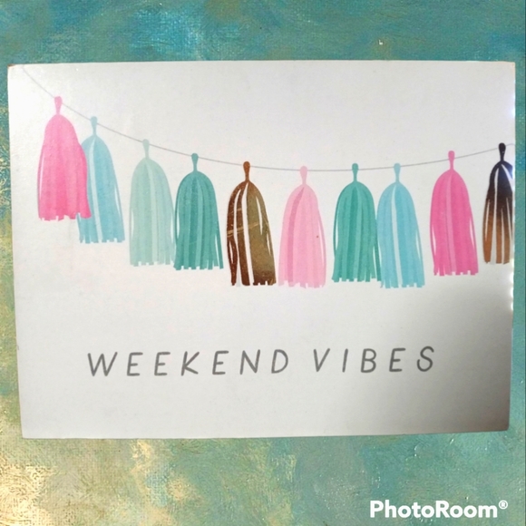 💚💲4/$20 Weekend Vibes art box frame. Display on wall shelf desk 8" x 6" x 1.5" - Picture 1 of 5